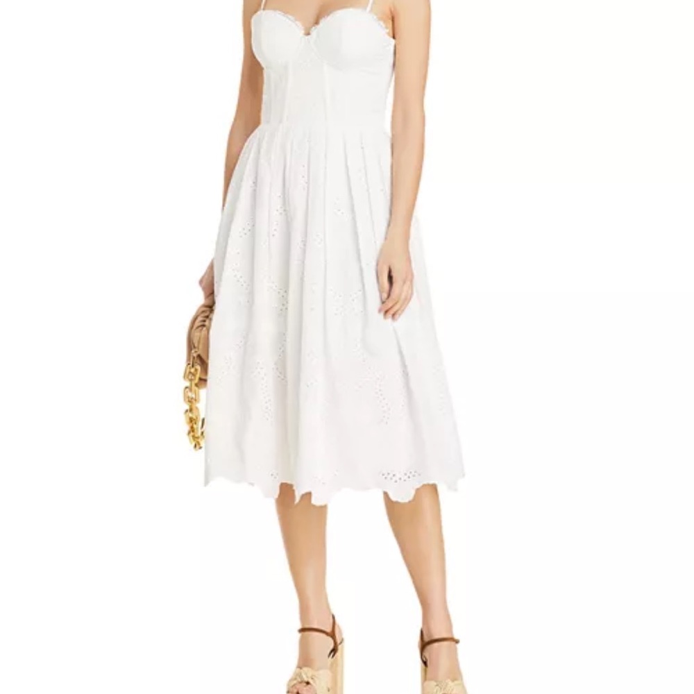 LINI Strapless White Midi Dress